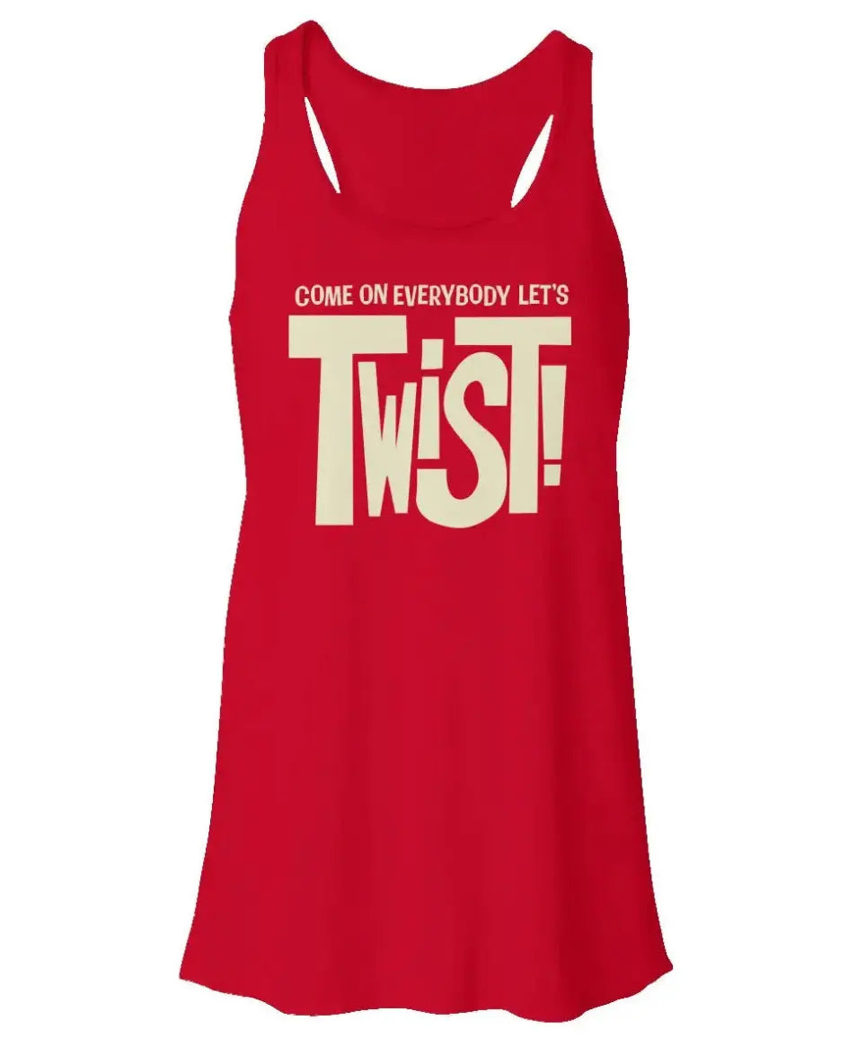 "Come On Everybody Let's Twist!" Women's Flowy Racerback Tank