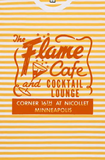"The Flame Cafe" Men's White Yellow Stripe Tee - Amp’d Apparel