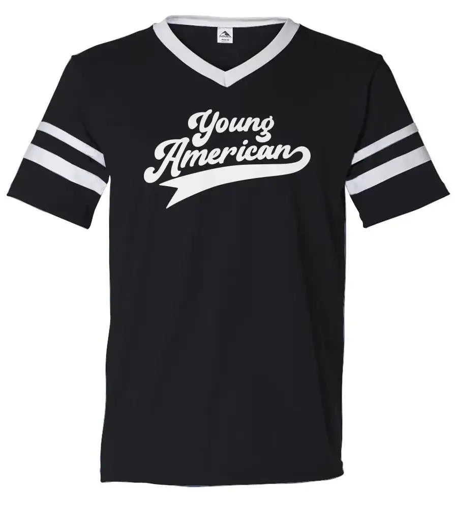 "Young American" Women's V-Neck Striped Sleeves Jersey