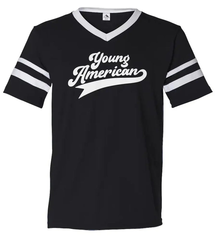 "Young American" Women's V-Neck Striped Sleeves Jersey