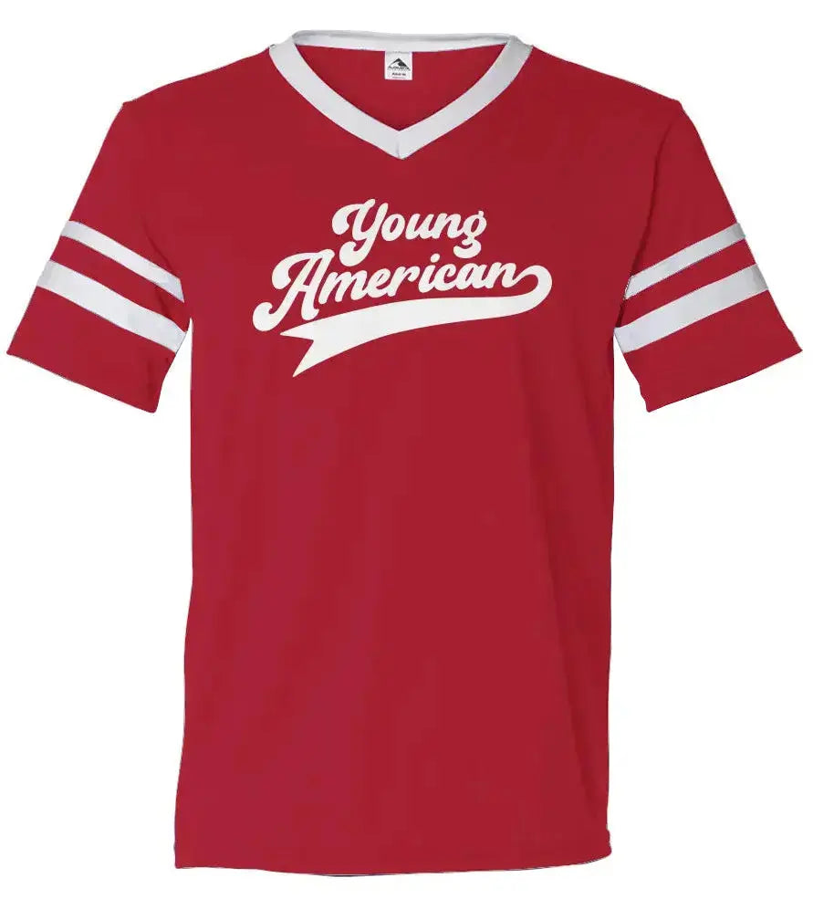 "Young American" Women's V-Neck Striped Sleeves Jersey