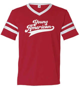"Young American" Women's V-Neck Striped Sleeves Jersey