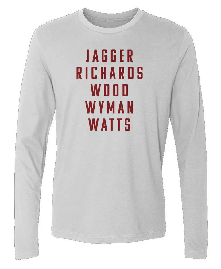"Jagger Richards Wood Wyman Watts" Men's Cotton Long-Sleeve Crew