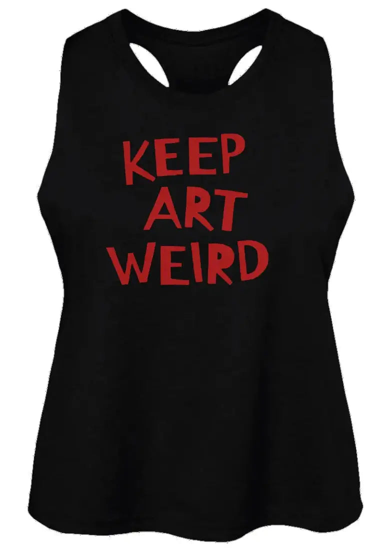 "Keep Art Weird" Women's Racerback Cropped Tank