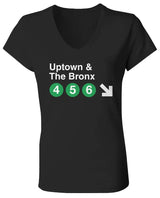 "Uptown The Bronx" Women's Jersey V Neck T Shirt