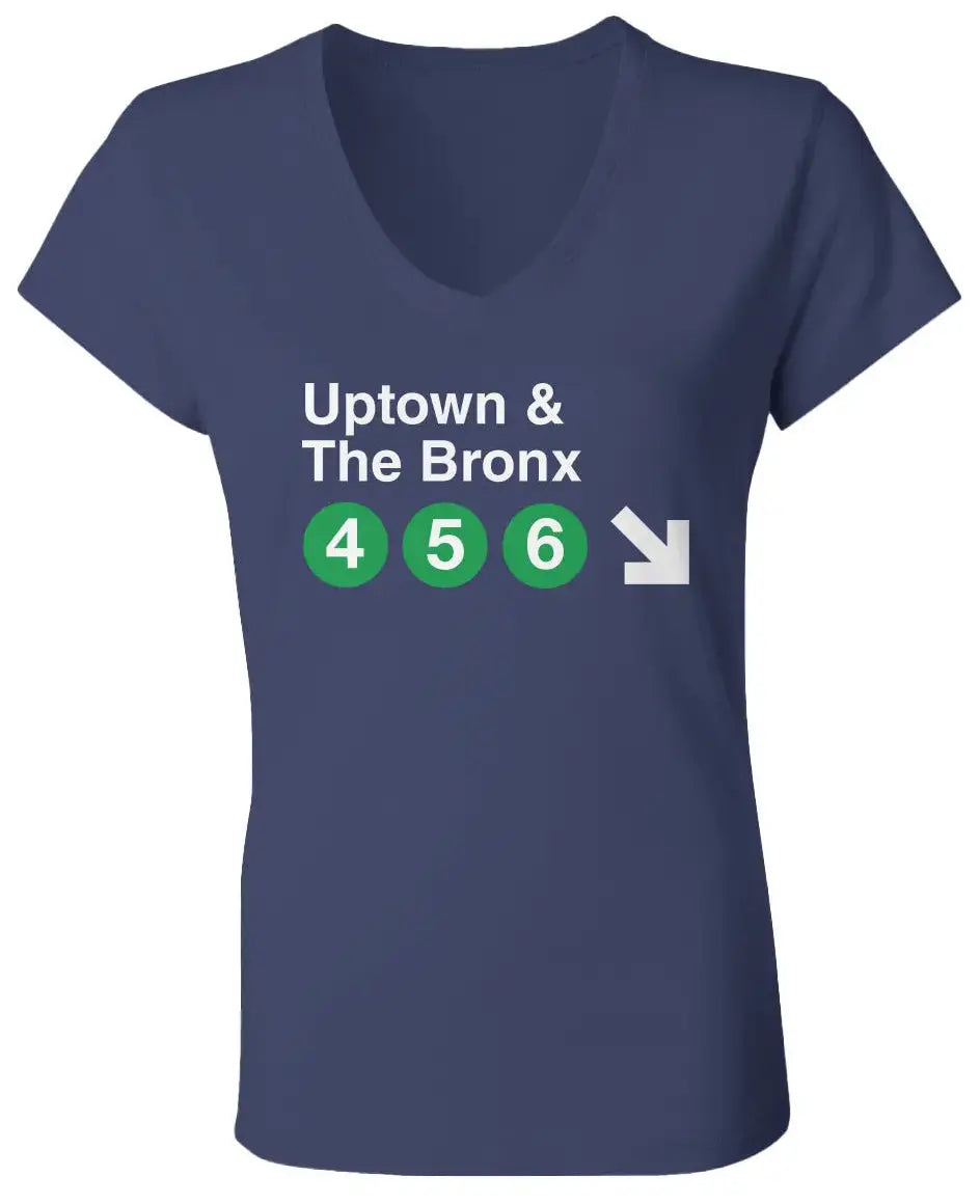 "Uptown The Bronx" Women's Jersey V Neck T Shirt