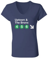 "Uptown The Bronx" Women's Jersey V Neck T Shirt