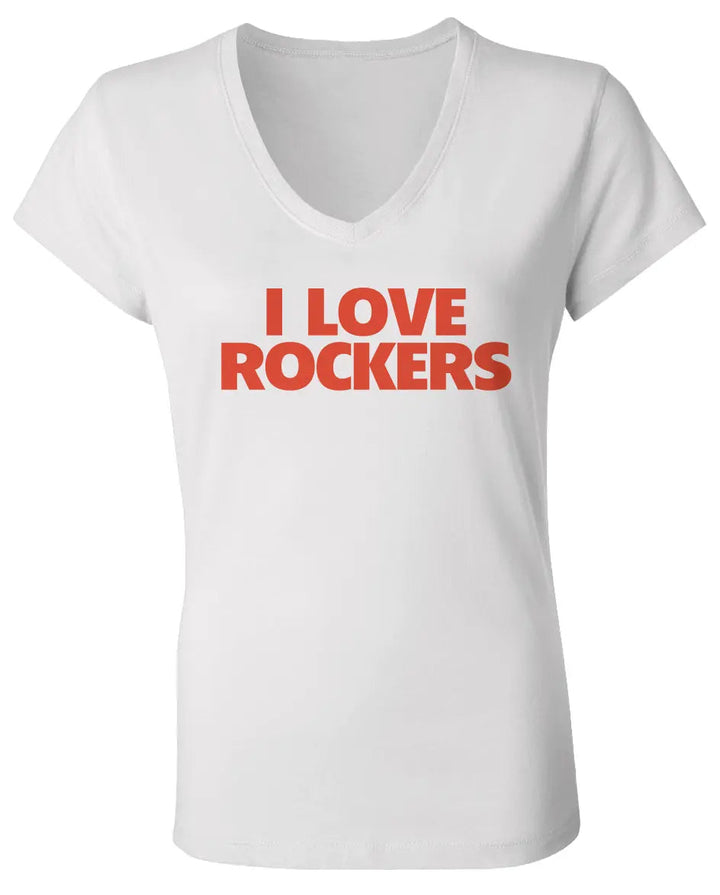 "I Love Rockers" Ladies V Neck T Shirt