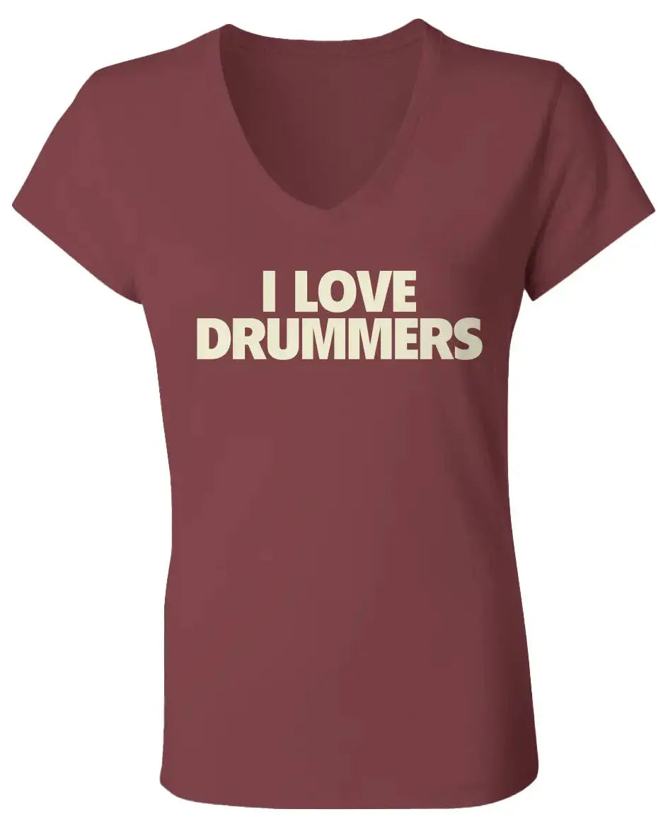 "I Love Drummers" Women's Jersey V Neck T Shirt