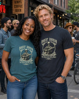 A man and a woman standing together on a city street