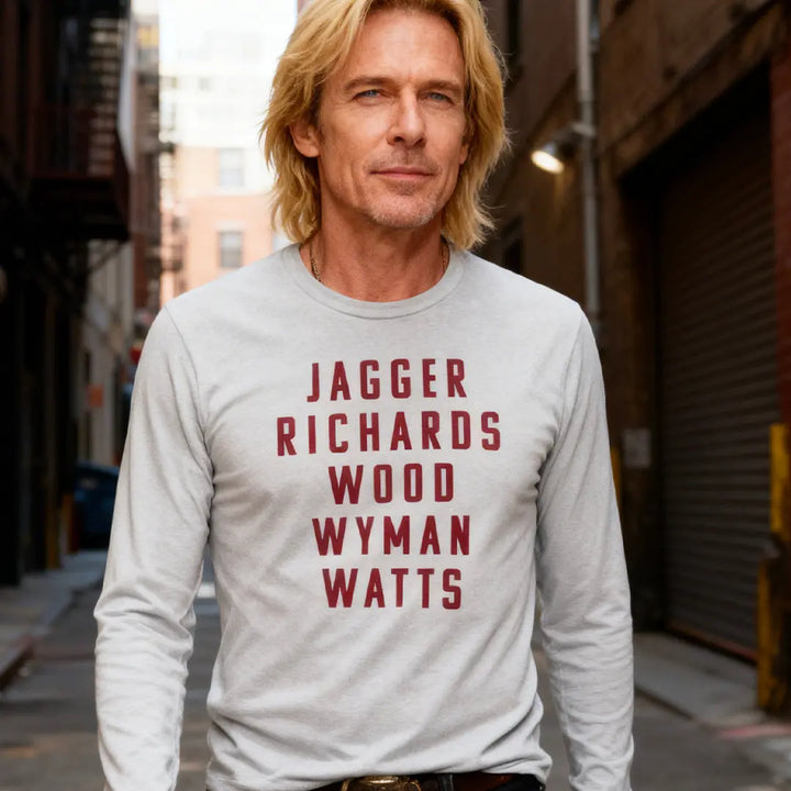 "Jagger Richards Wood Wyman Watts" Men's Cotton Long-Sleeve Crew