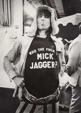 "Who the F*ck is Mick Jagger?" Premium Crew T-shirt  (Worn by Keith Richards of the Rolling Stones 1975) - Amp’d Apparel
