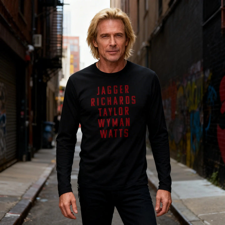 "Jagger Richards Taylor Wyman Watts" Men's Cotton Long-Sleeve Crew