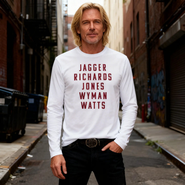 "Jagger Richards Jones Wyman Watts" Men's Cotton Long-Sleeve Crew